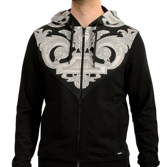 Versace Men's Multi-Color Hooded Full Zip Track Jacket Hoodie US 2XL IT 56 - Picture 1 of 6